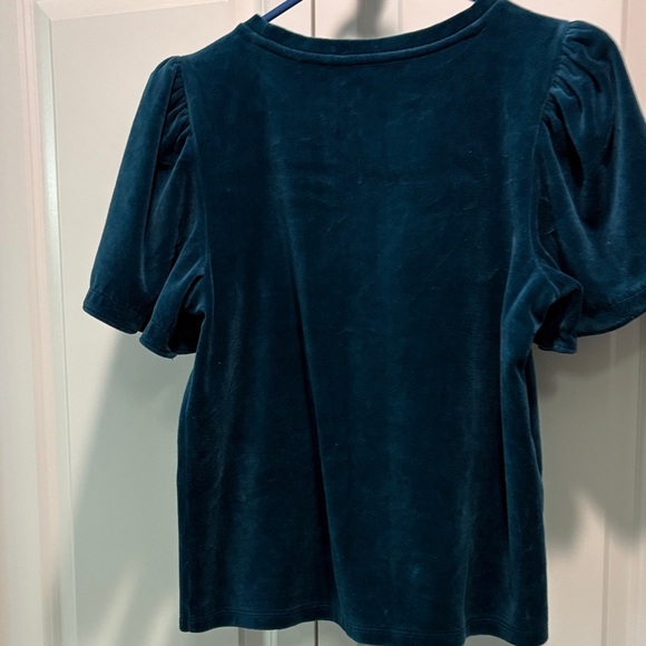 Banana Republic Deep Blue Velvet Puff Sleeve Top - Picture 3 of 3
